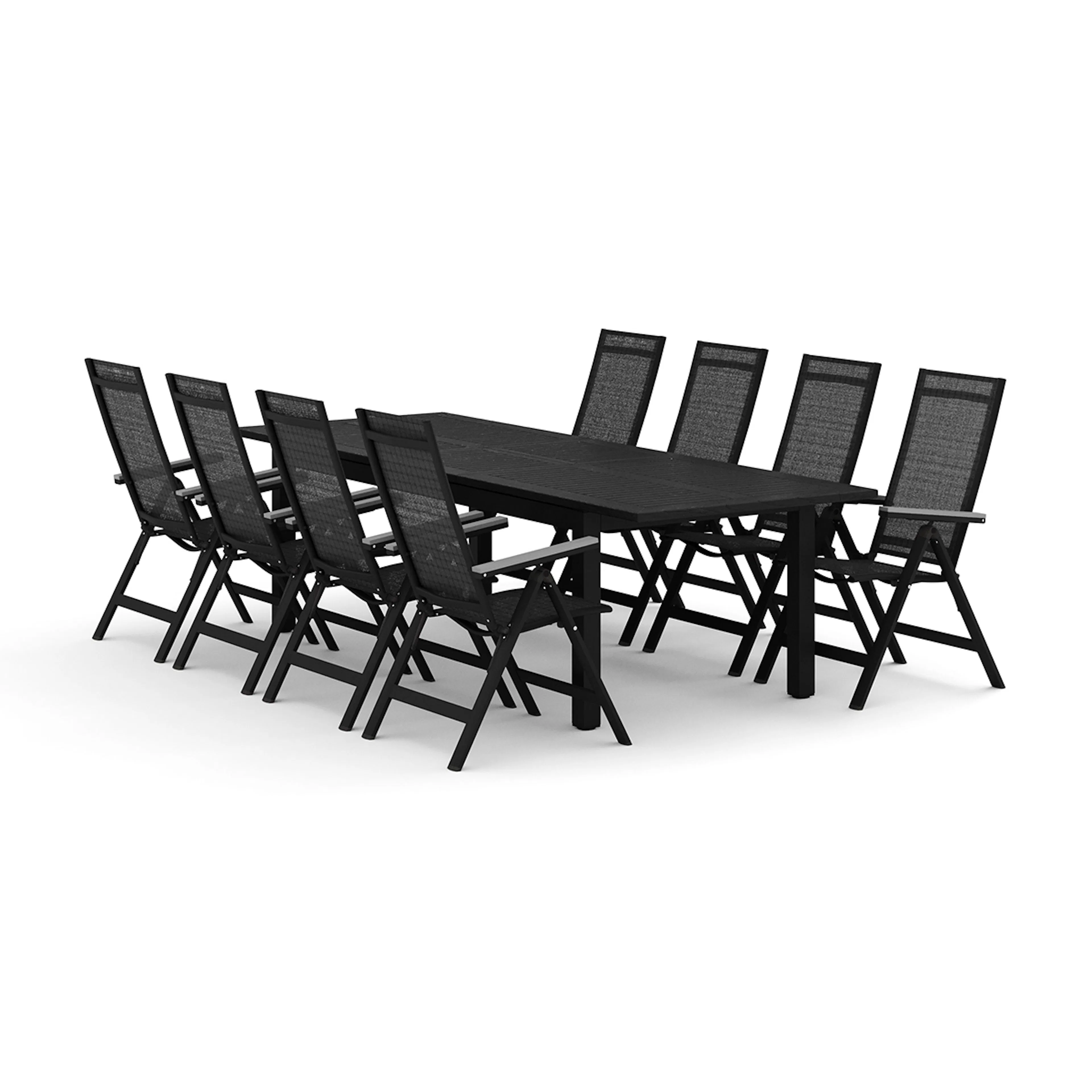 Trädgårdsgrupp Comfort Garden Monaco utomhus matgrupp förlängningsbart 210/310x90 med 8 Monaco Light positionsstolar
