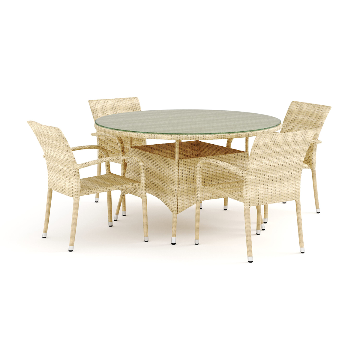 Trädgårdsgrupp Comfort Garden Thor utomhus rund matgrupp 140 cm med 4 Thor Light Trädgårdsfåtölj