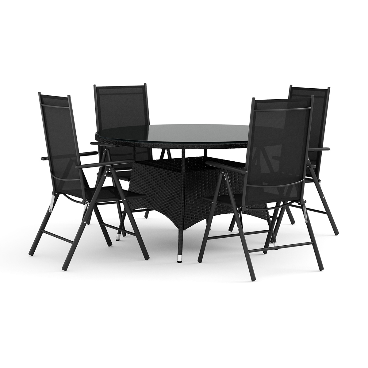 Trädgårdsgrupp Comfort Garden Thor utomhus rund matgrupp 140 cm med 4 Maggie positionsstolar