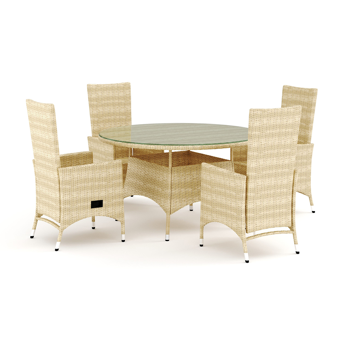 Trädgårdsgrupp Comfort Garden Thor utomhus rund matgrupp 140 cm med 4 Jenny matstolar