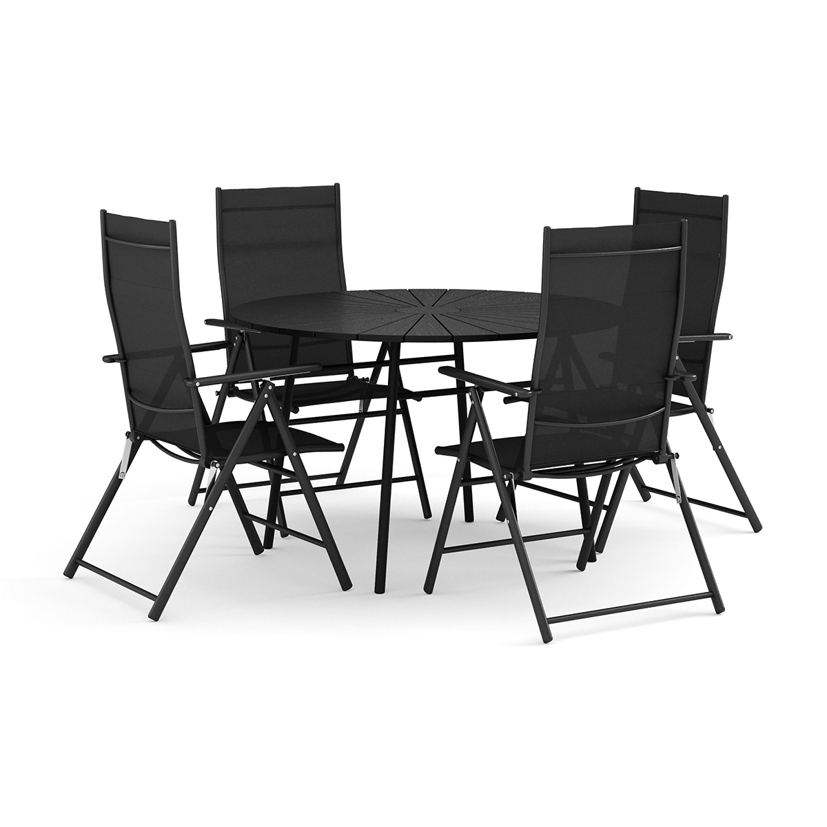 Trädgårdsgrupp Comfort Garden Tunis utomhus rund matgrupp 120 cm med 4 positionsstolar