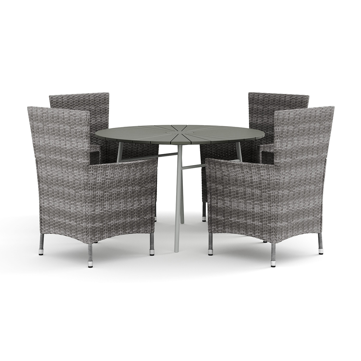 Trädgårdsgrupp Comfort Garden Tunis utomhus rund matgrupp 120 cm med 4 Thor Trädgårdsfåtölj