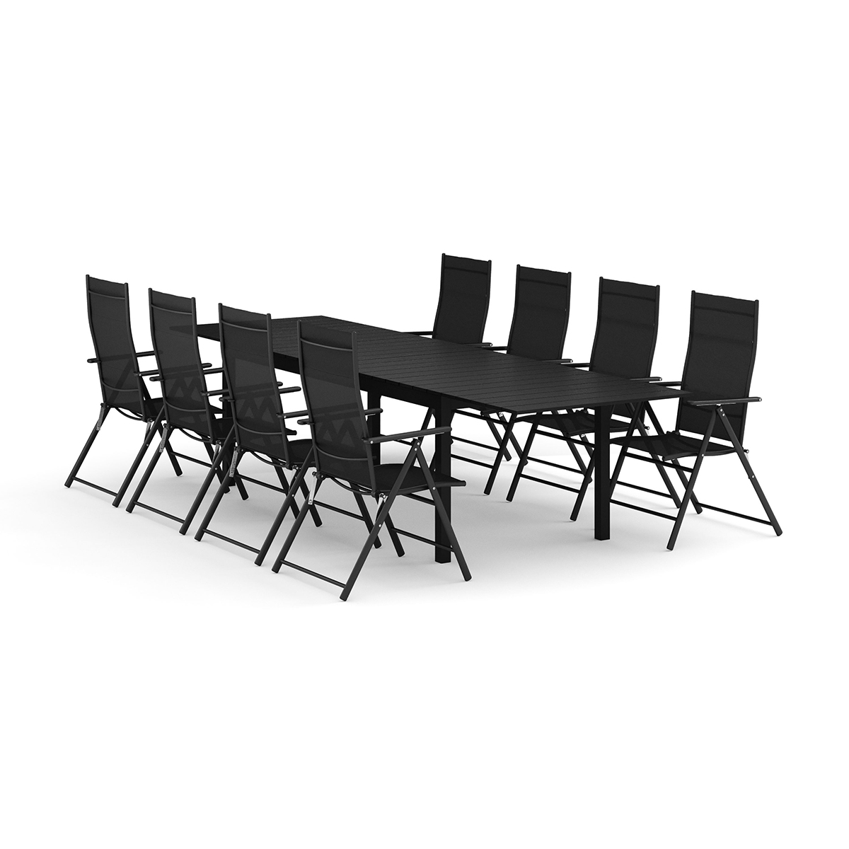 Trädgårdsgrupp Comfort Garden Tunis utomhus matgrupp förlängningsbart 205/305x90 cm med 8 positionsstolar