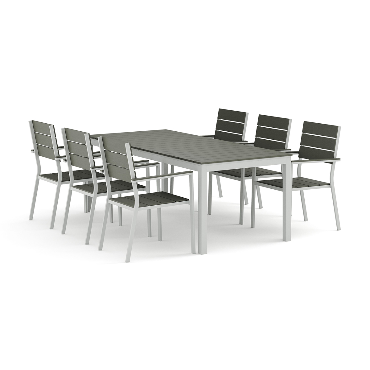 Trädgårdsgrupp Comfort Garden Tunis utomhus matgrupp förlängningsbart 205/305x90 cm med 6 Tunis stapelstolar