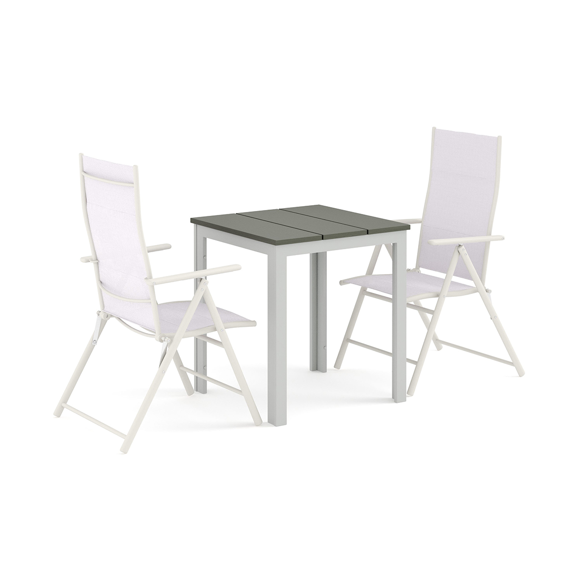 Trädgårdsgrupp Comfort Garden Tunis utomhus caféset 70x70 cm med 2 positionsstolar