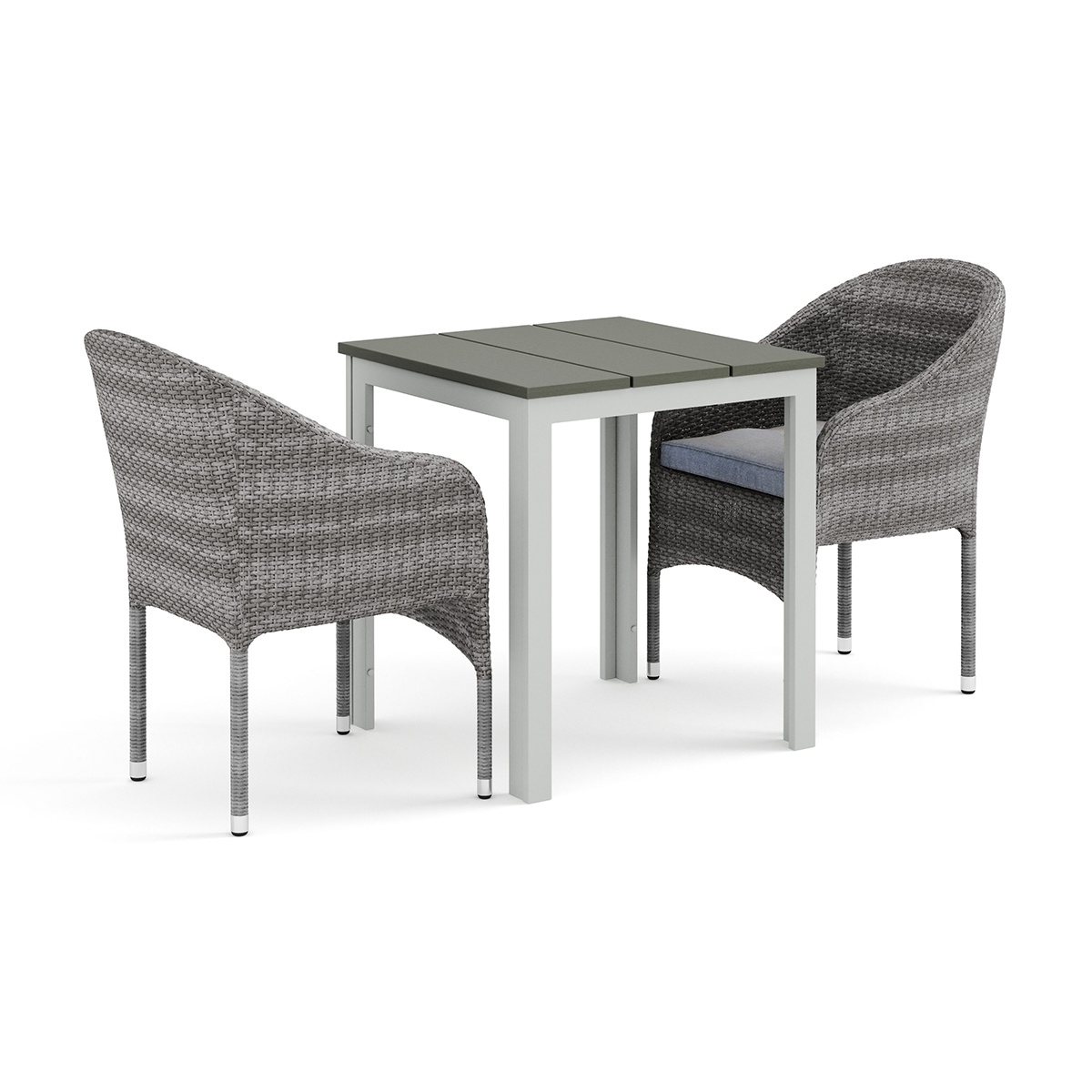 Trädgårdsgrupp Comfort Garden Tunis utomhus caféset 70x70 cm med 2 Thor fåtöljer