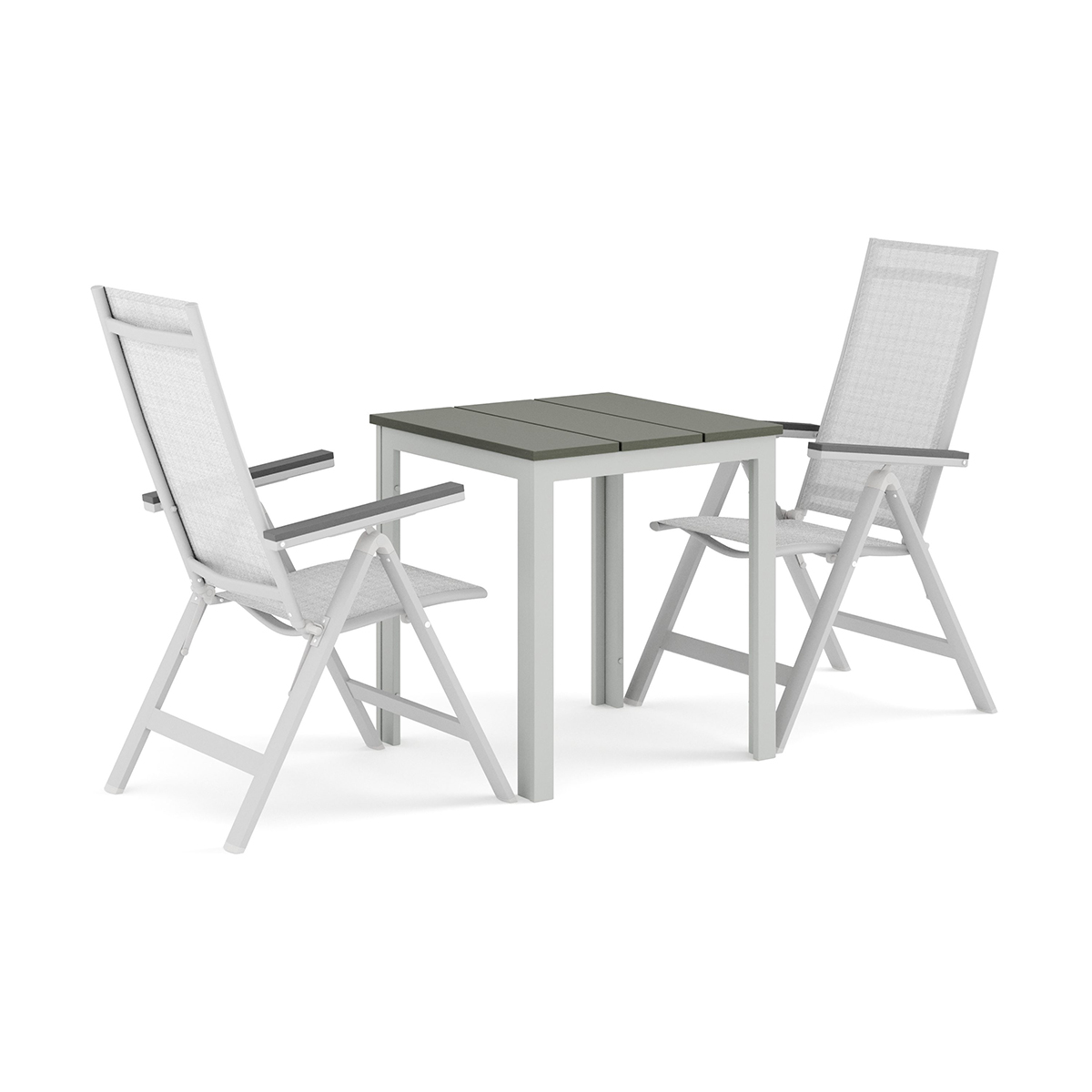 Trädgårdsgrupp Comfort Garden Tunis utomhus caféset 70x70 cm med 2 Monaco Light positionsstolar