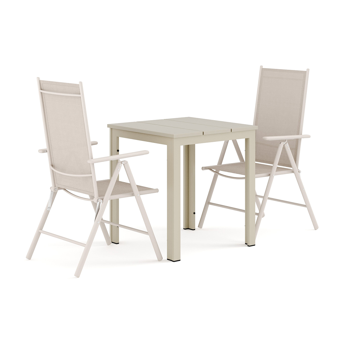 Trädgårdsgrupp Comfort Garden Tunis utomhus caféset 70x70 cm med 2 Maggie positionsstolar