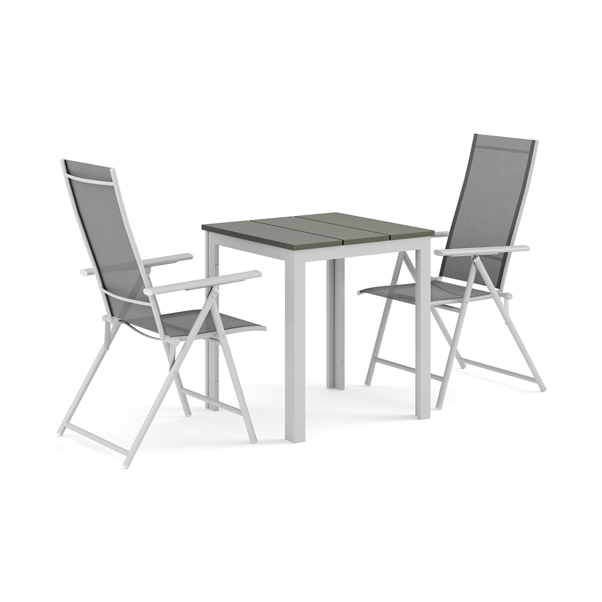 Trädgårdsgrupp Comfort Garden Tunis utomhus caféset 70x70 cm med 2 Sanna positionsstolar
