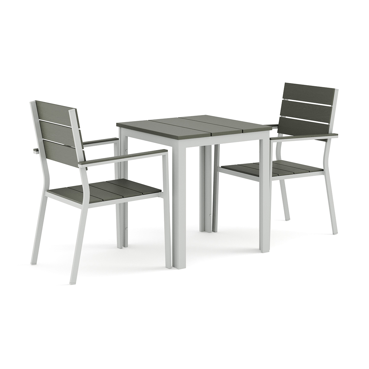 Trädgårdsgrupp Comfort Garden Tunis utomhus caféset 70x70 cm med 2 Tunis stapelstolar