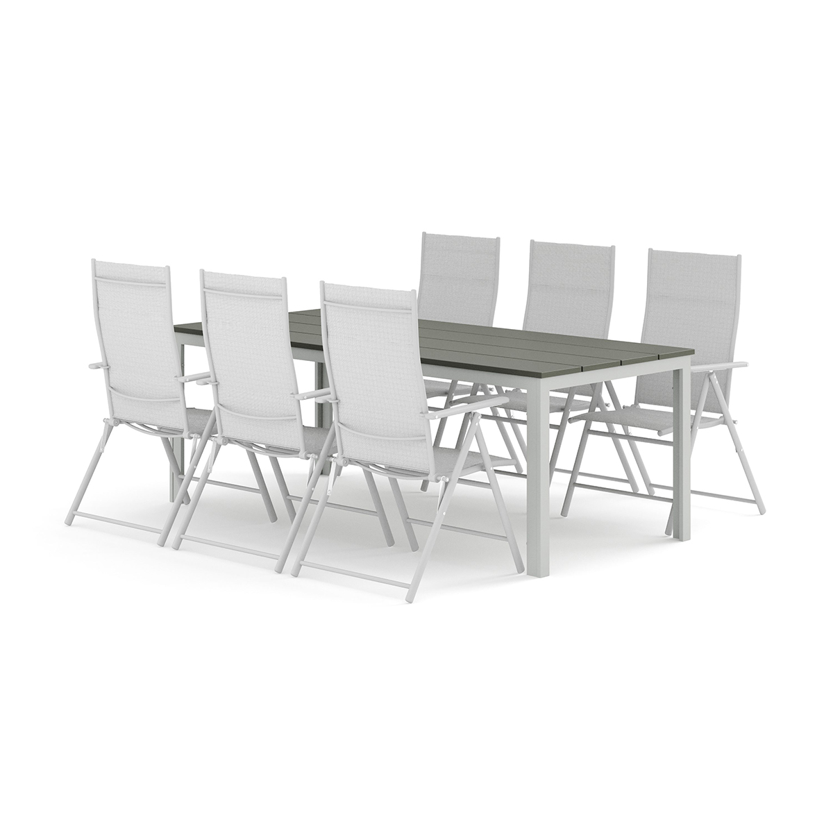 Trädgårdsgrupp Comfort Garden Tunis utomhus matgrupp 205x90 cm med 6 positionsstolar