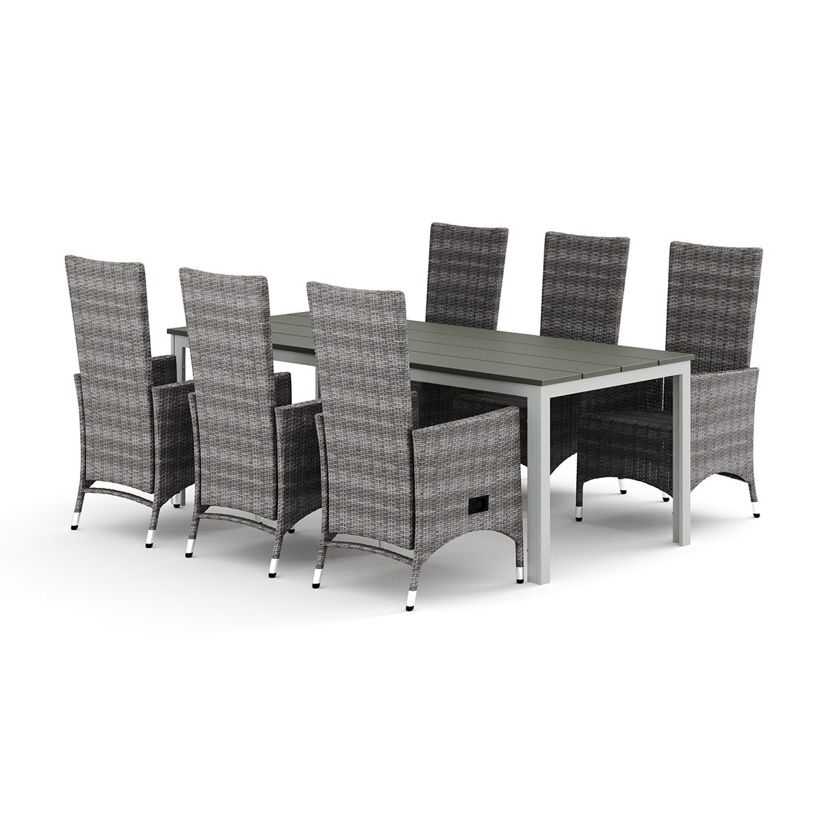 Trädgårdsgrupp Comfort Garden Tunis utomhus matgrupp 205x90 cm med 6 Jenny matstolar