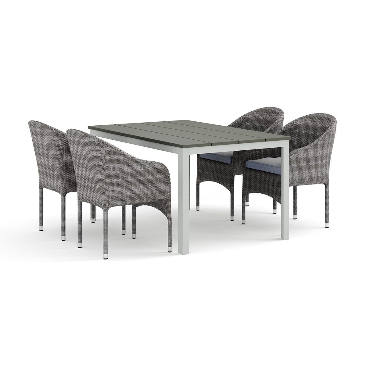 Trädgårdsgrupp Comfort Garden Tunis utomhus matgrupp 140x90 cm med 4 Thor fåtöljer