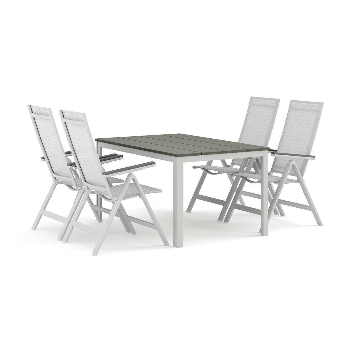 Trädgårdsgrupp Comfort Garden Tunis utomhus matgrupp 140x90 cm med 4 Monaco Light positionsstolar