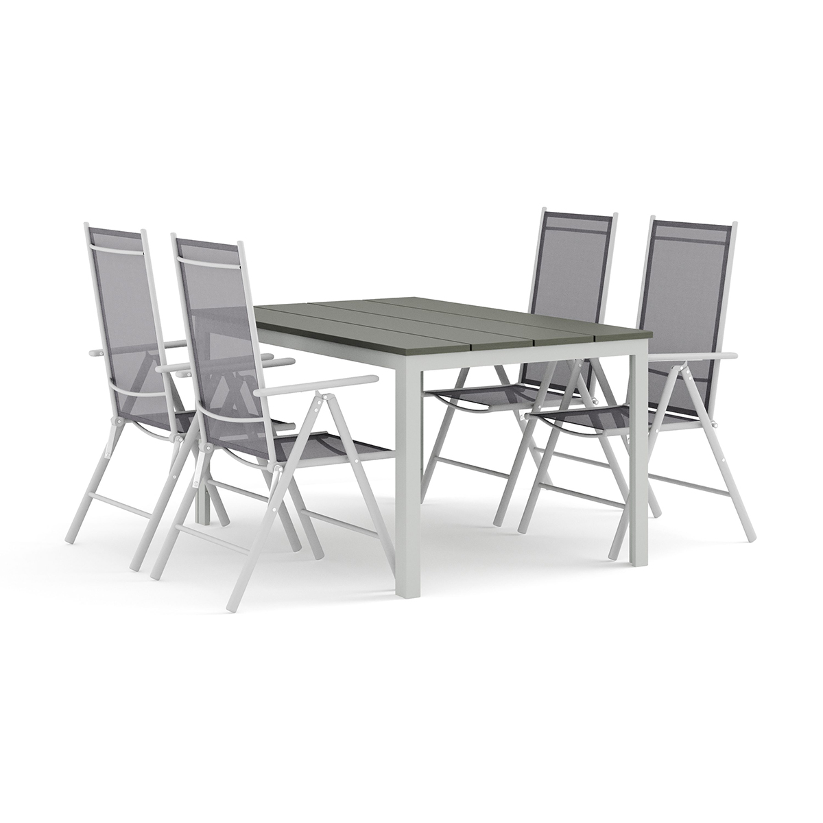 Trädgårdsgrupp Comfort Garden Tunis utomhus matgrupp 140x90 cm med 4 Maggie positionsstolar