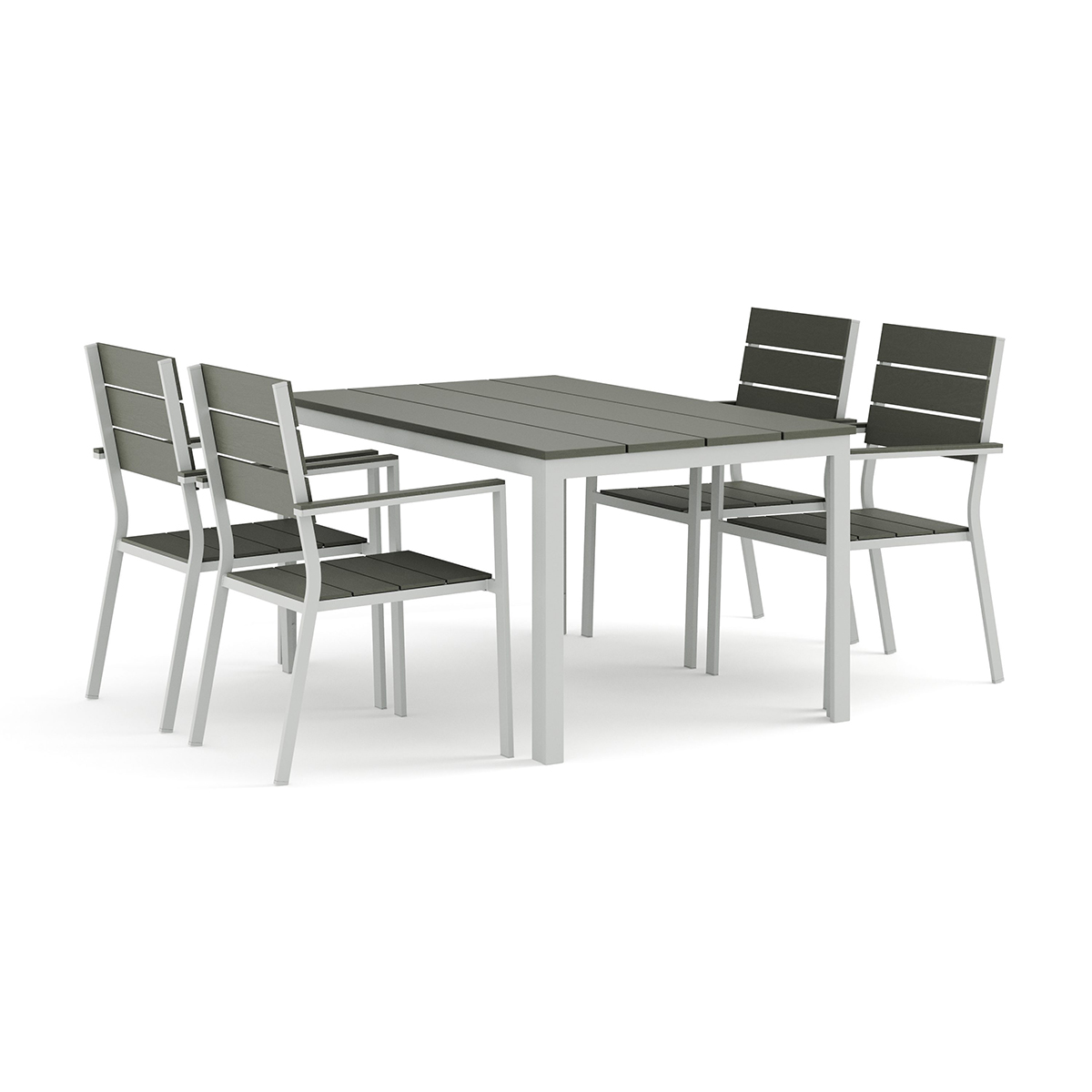 Trädgårdsgrupp Comfort Garden Tunis utomhus matgrupp 140x90 cm med 4 Tunis stapelstolar