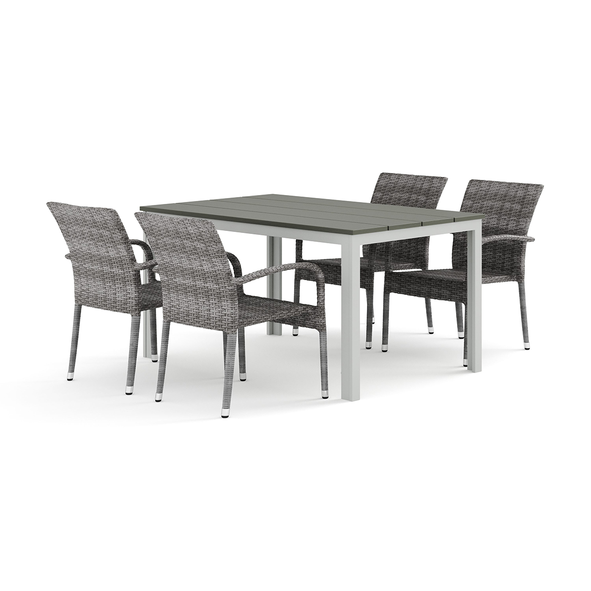 Trädgårdsgrupp Comfort Garden Tunis utomhus matgrupp 140x90 cm med 4 Thor Light Trädgårdsfåtölj