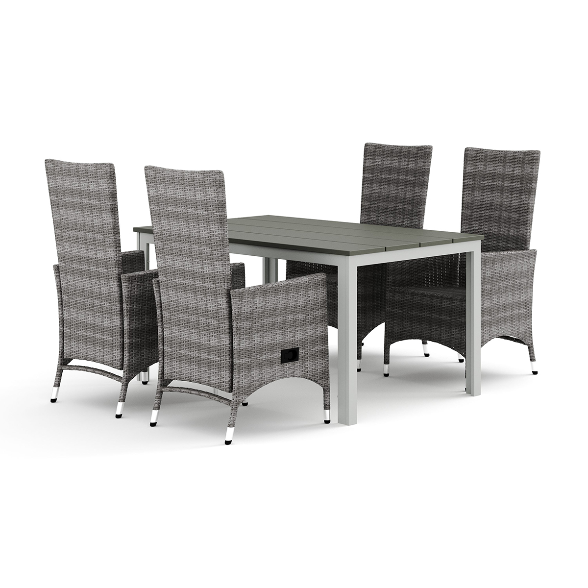 Trädgårdsgrupp Comfort Garden Tunis utomhus matgrupp 140x90 cm med 4 Jenny matstolar