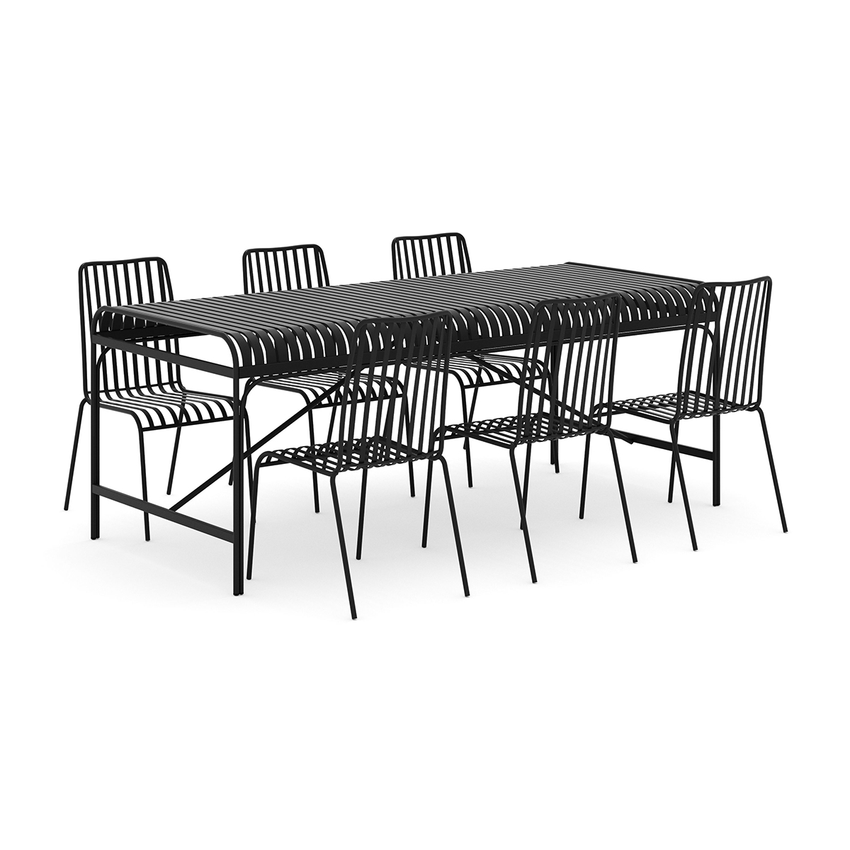 Trädgårdsgrupp Comfort Garden Jarva utomhus matgrupp 200 cm med 6 Jarva matstolar