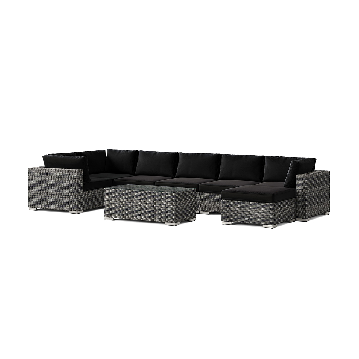 Loungegrupp Comfort Garden Bahamas U-formad utomhus loungegrupp 7-sits med vändbar divan och bord