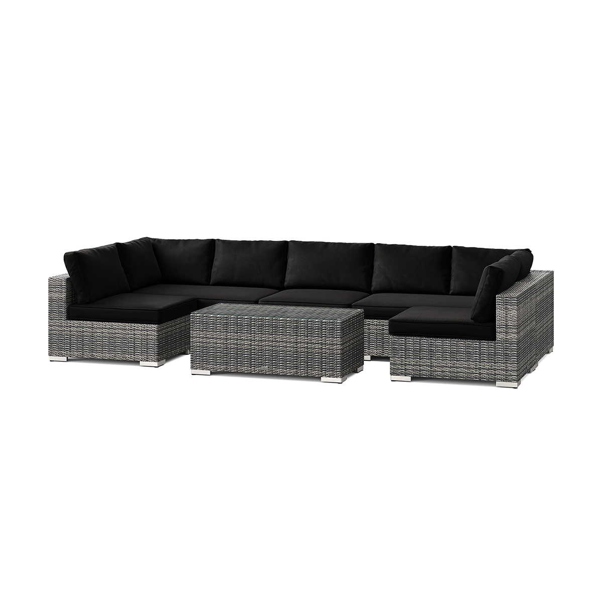 Loungegrupp Comfort Garden Bahamas U-formad utomhus loungegrupp med öppet avslut, 7-sits med bord