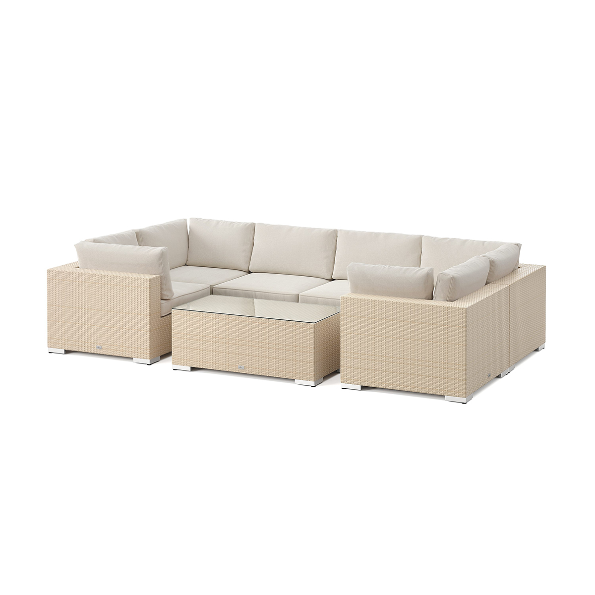 Loungegrupp Comfort Garden Bahamas U-formad utomhus loungegrupp med stängt avslut, 6-sits med bord