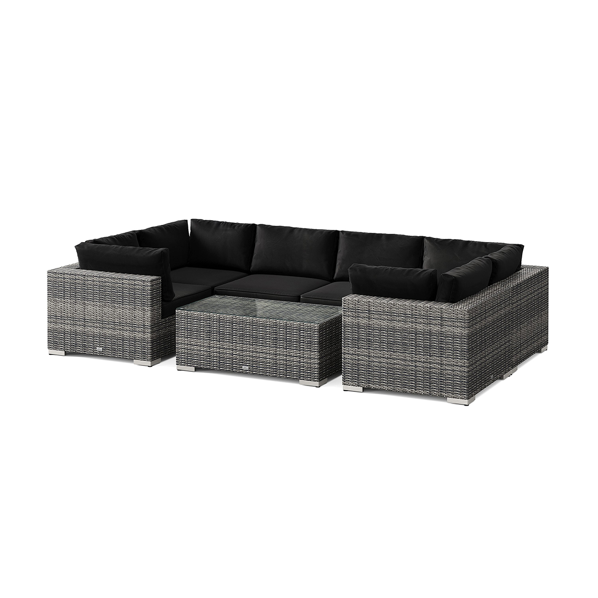 Loungegrupp Comfort Garden Bahamas U-formad utomhus loungegrupp med stängt avslut, 6-sits med bord