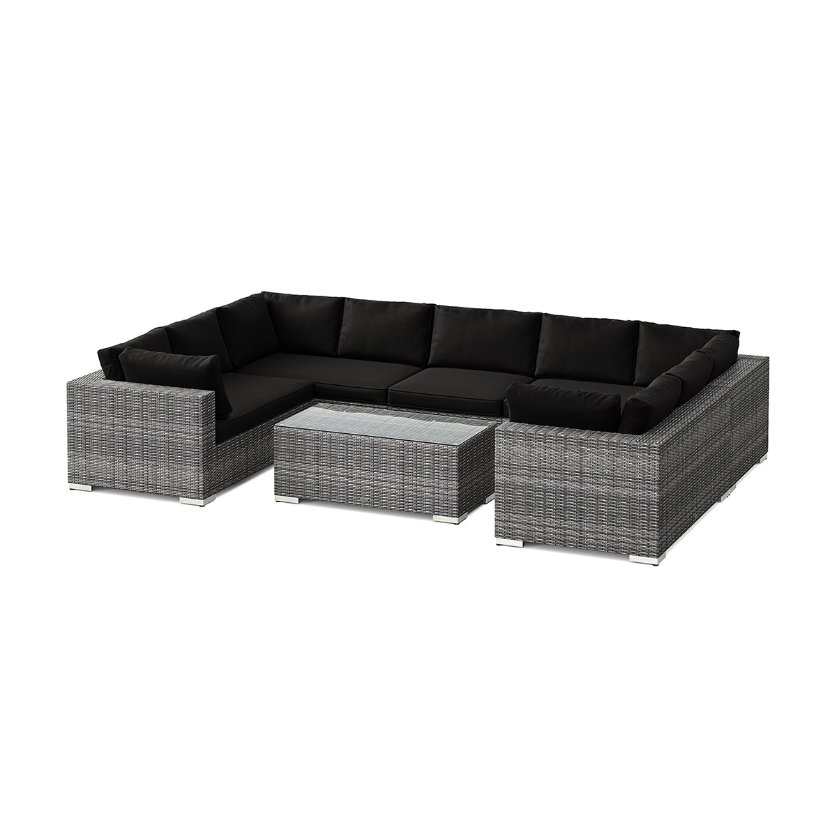 Loungegrupp Comfort Garden Bahamas U-formad utomhus loungegrupp med stängt avslut, 9-sits med bord