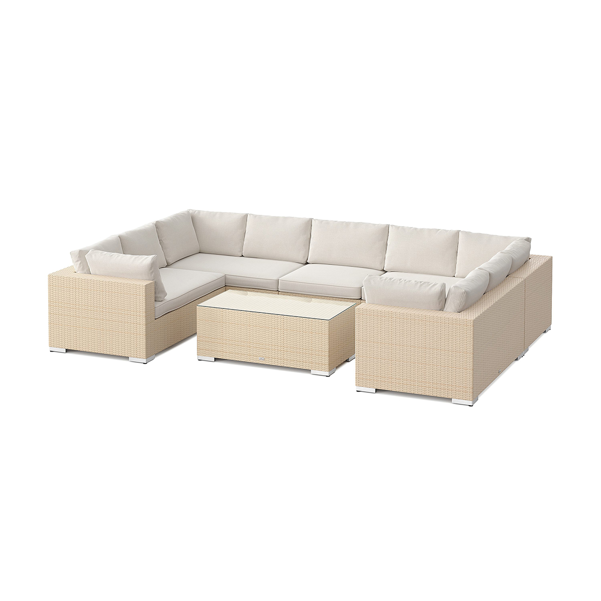 Loungegrupp Comfort Garden Bahamas U-formad utomhus loungegrupp med stängt avslut, 9-sits med bord