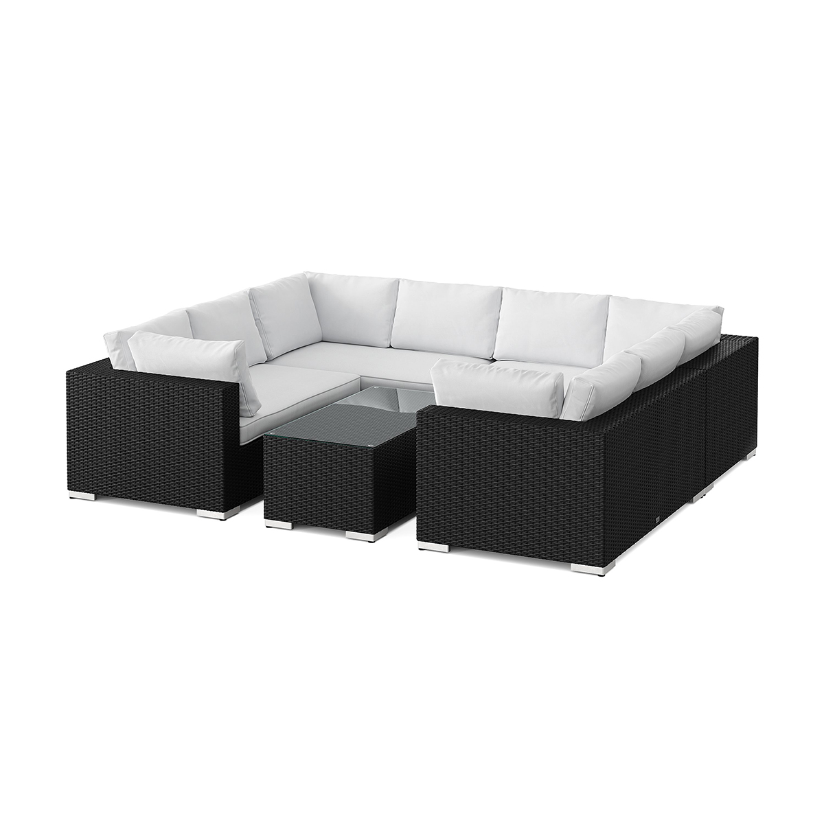 Loungegrupp Comfort Garden Bahamas U-formad utomhus loungegrupp med stängt avslut, 8-sits med bord