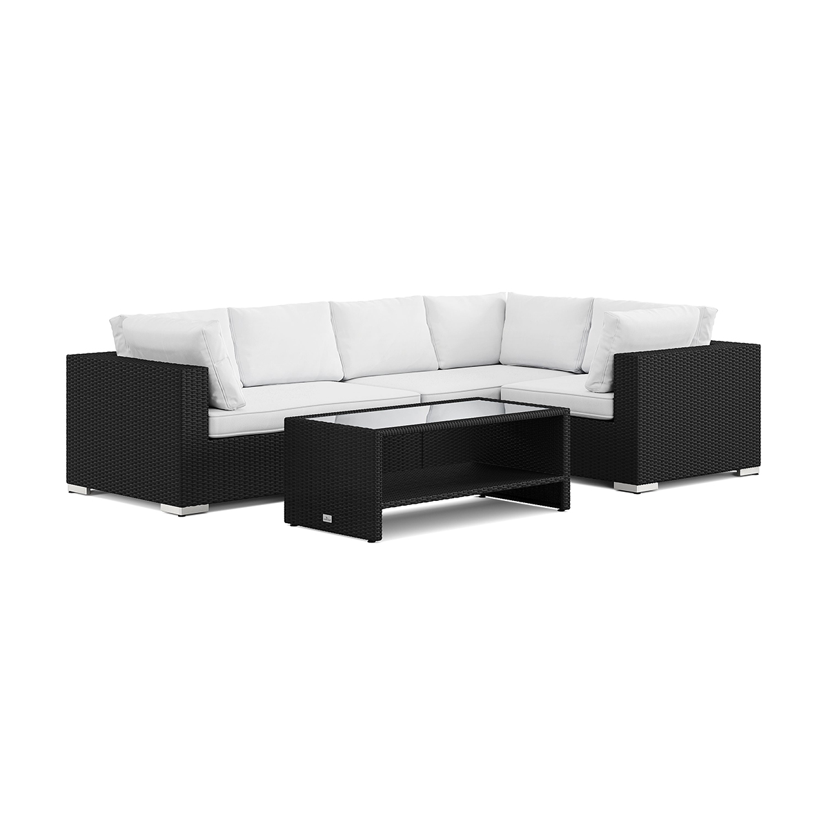 Loungegrupp Comfort Garden Bahamas utomhus Schäslongsoffa 5-sits vändbar och bord med hylla