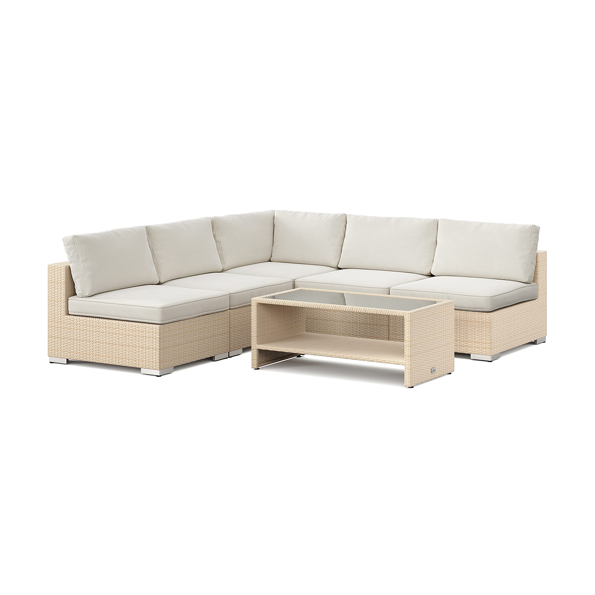 Loungegrupp Comfort Garden Bahamas utomhus hörnsoffa 5-sits vändbar med öppet avslut och bord med hylla