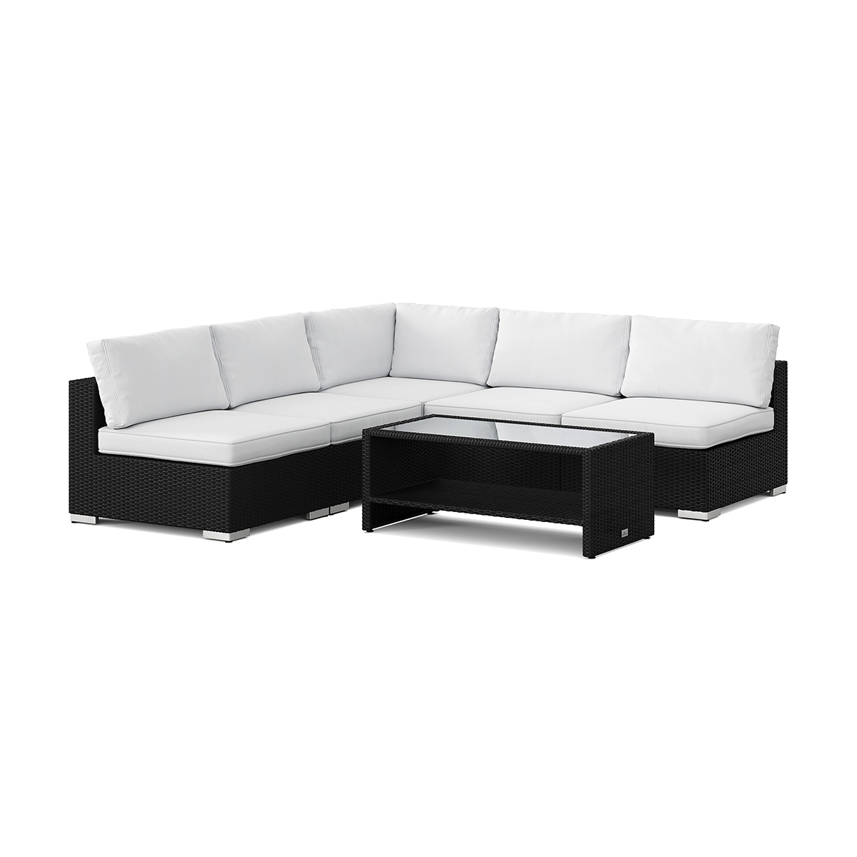 Loungegrupp Comfort Garden Bahamas utomhus hörnsoffa 5-sits vändbar med öppet avslut och bord med hylla