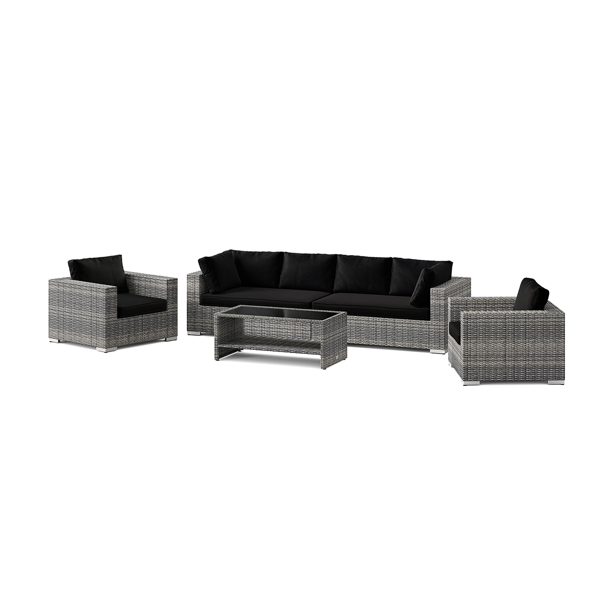 Loungegrupp Comfort Garden Bahamas utomhus soffgrupp 6-sits med två fåtöljer och bord med hylla