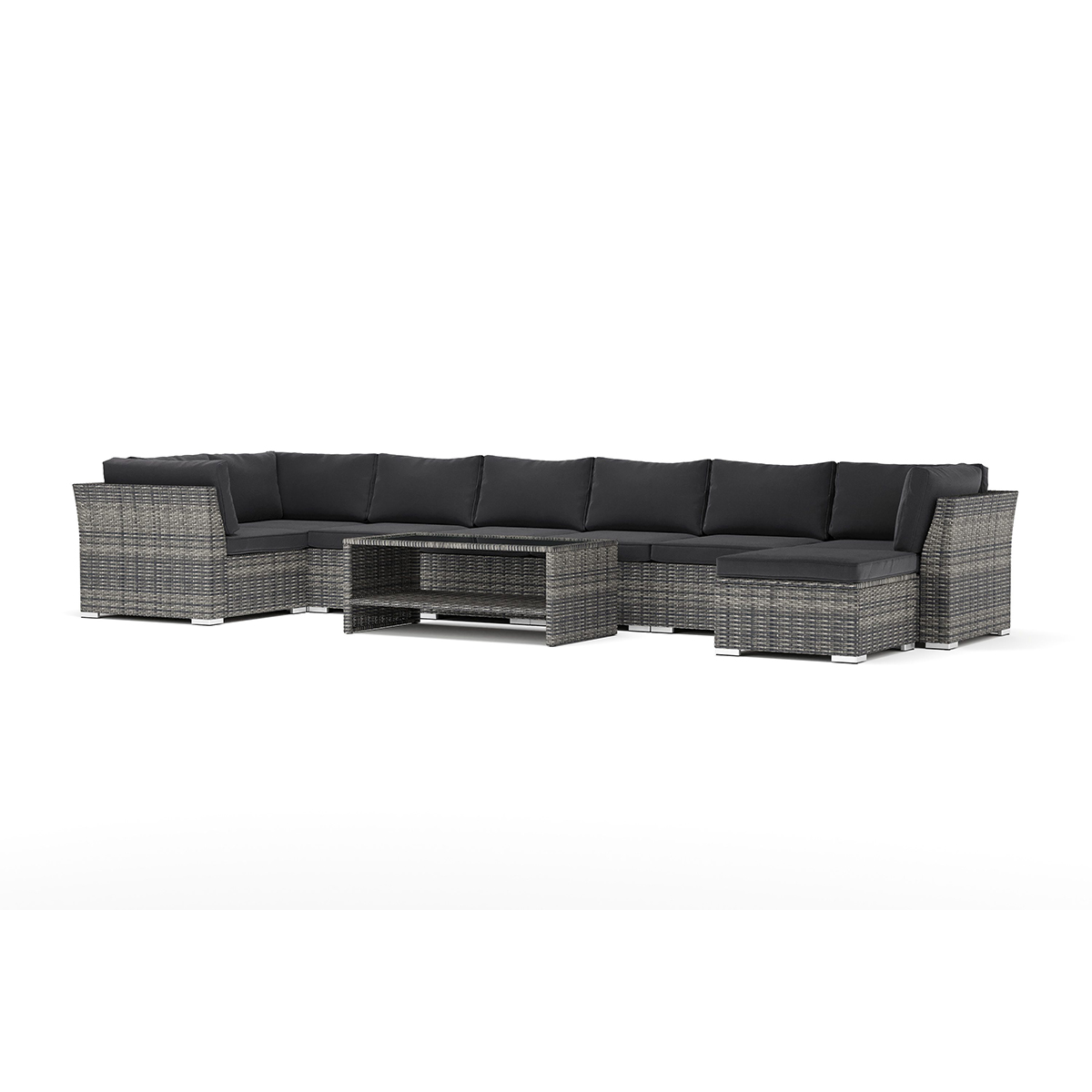 Loungesoffa Comfort Garden Wisconsin utomhus U-soffa 8-sits med vändbar divan