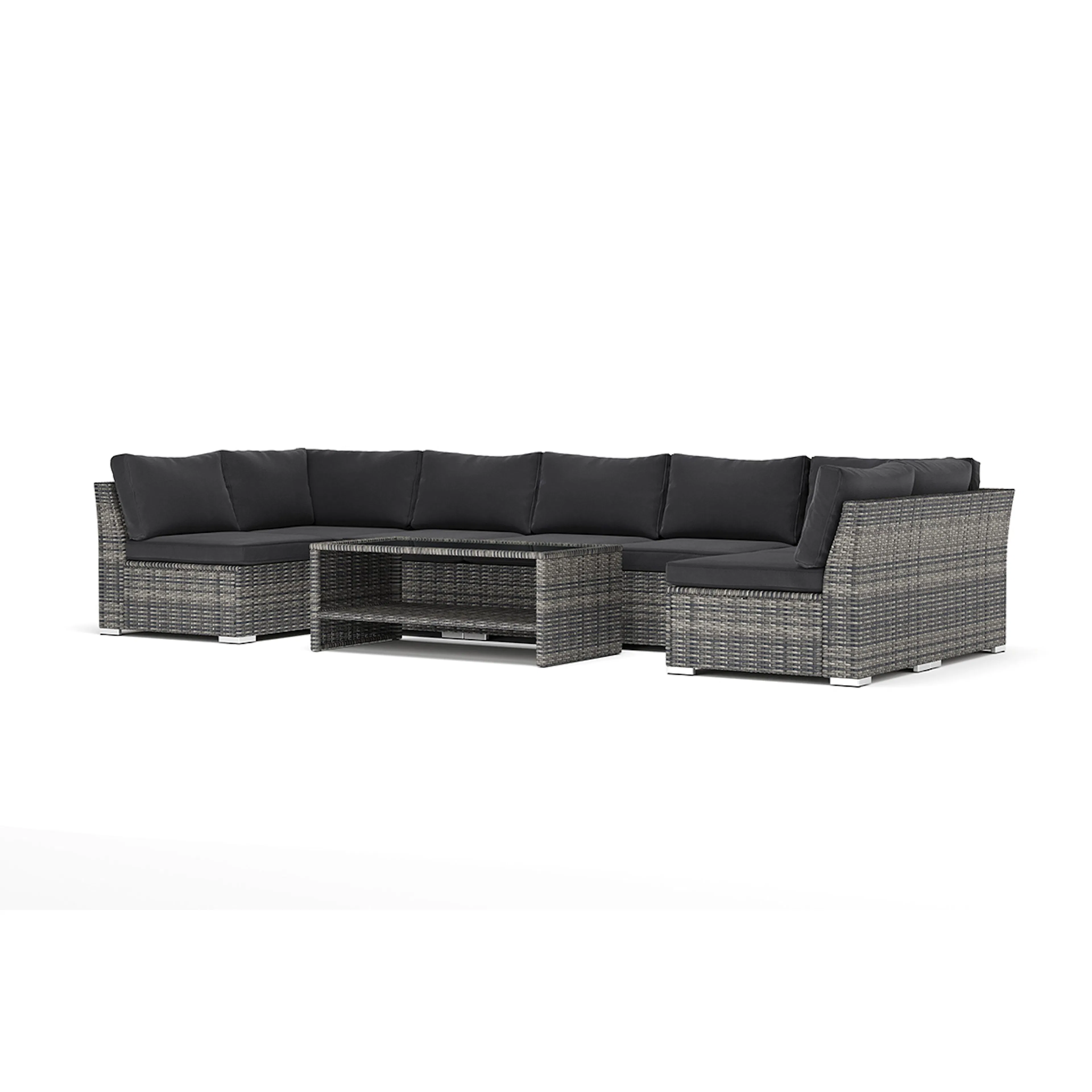 Loungesoffa Comfort Garden Wisconsin utomhus U-soffa 7-sits med öppet avslut