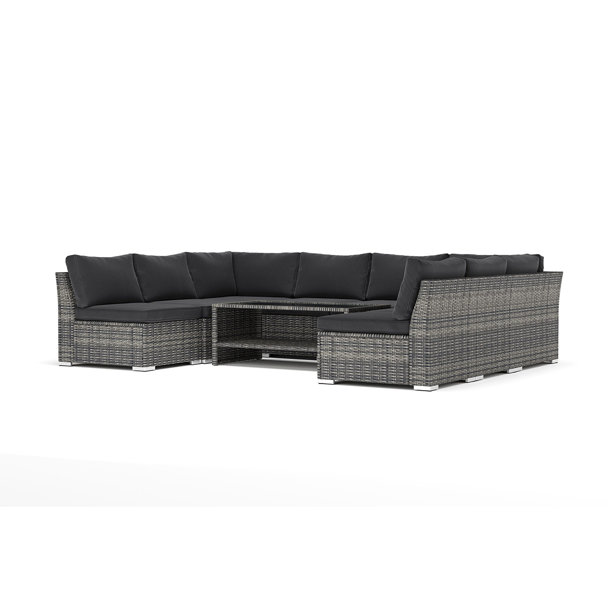 Loungesoffa Comfort Garden Wisconsin utomhus U-soffa 8-sits med öppet avslut