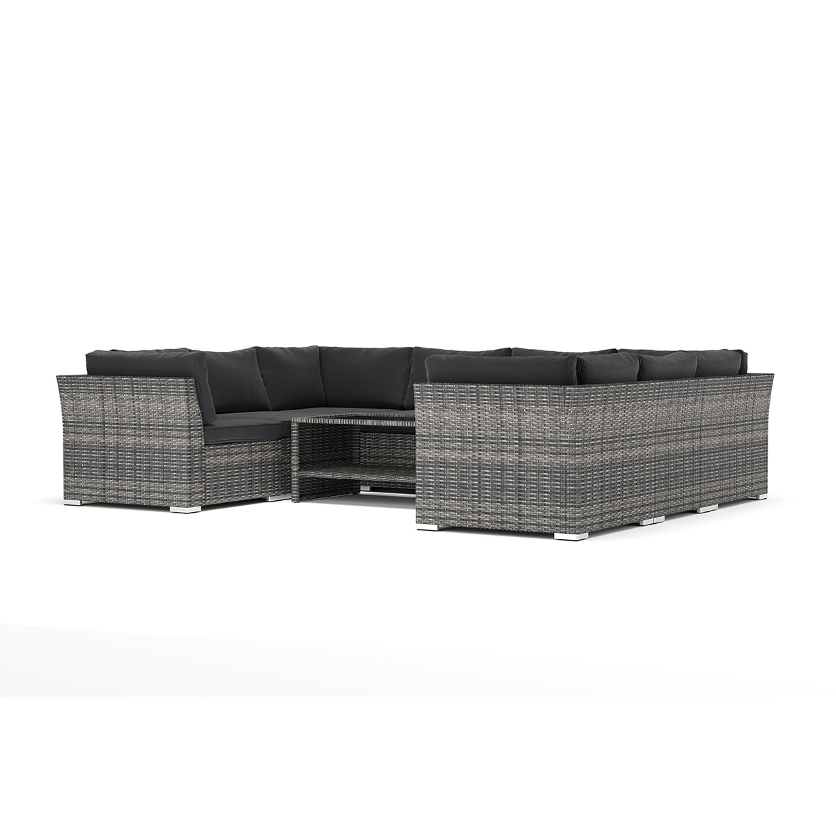 Loungesoffa Comfort Garden Wisconsin utomhus U-soffa 8-sits med stängt avslut