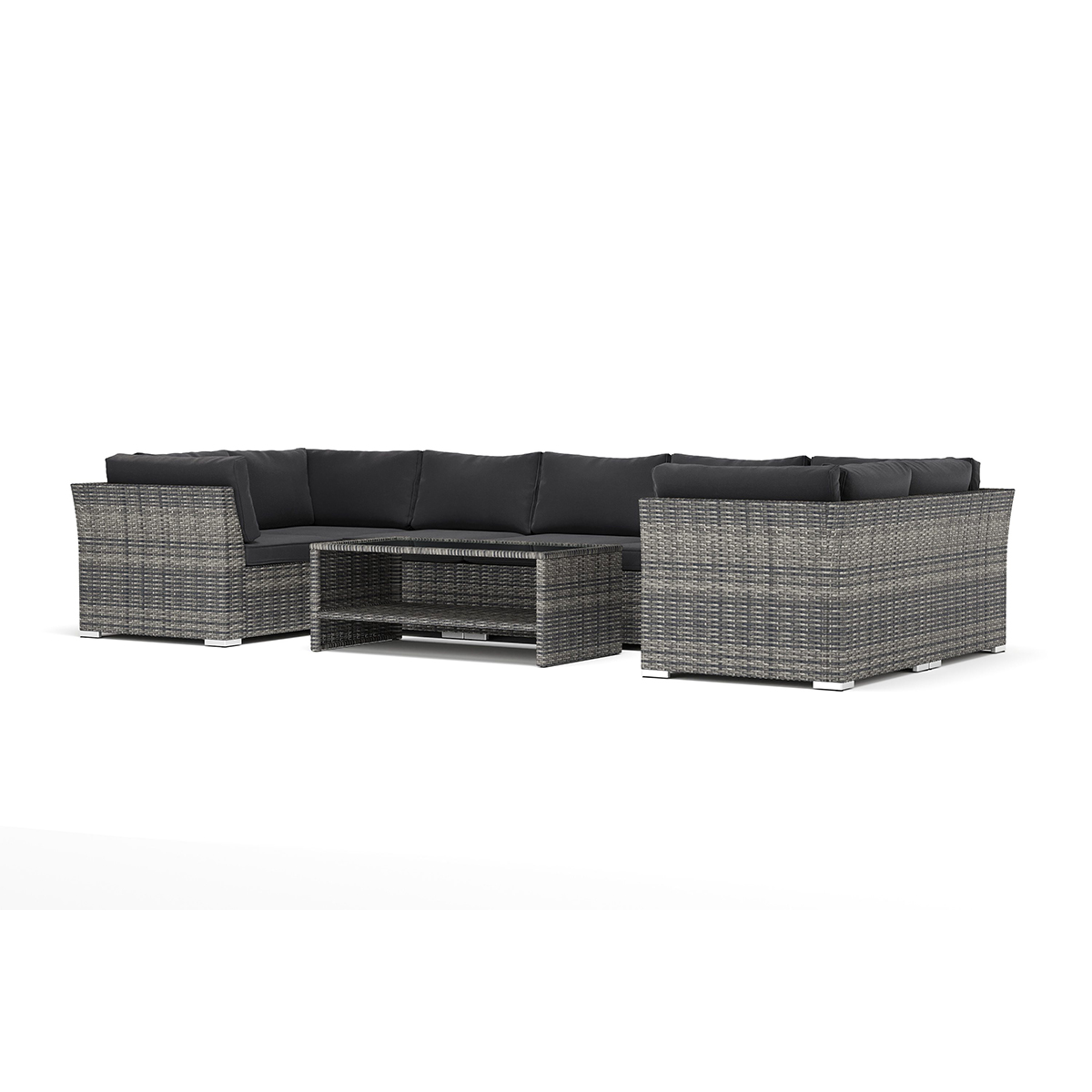 Loungesoffa Comfort Garden Wisconsin utomhus U-soffa 7-sits med stängt avslut