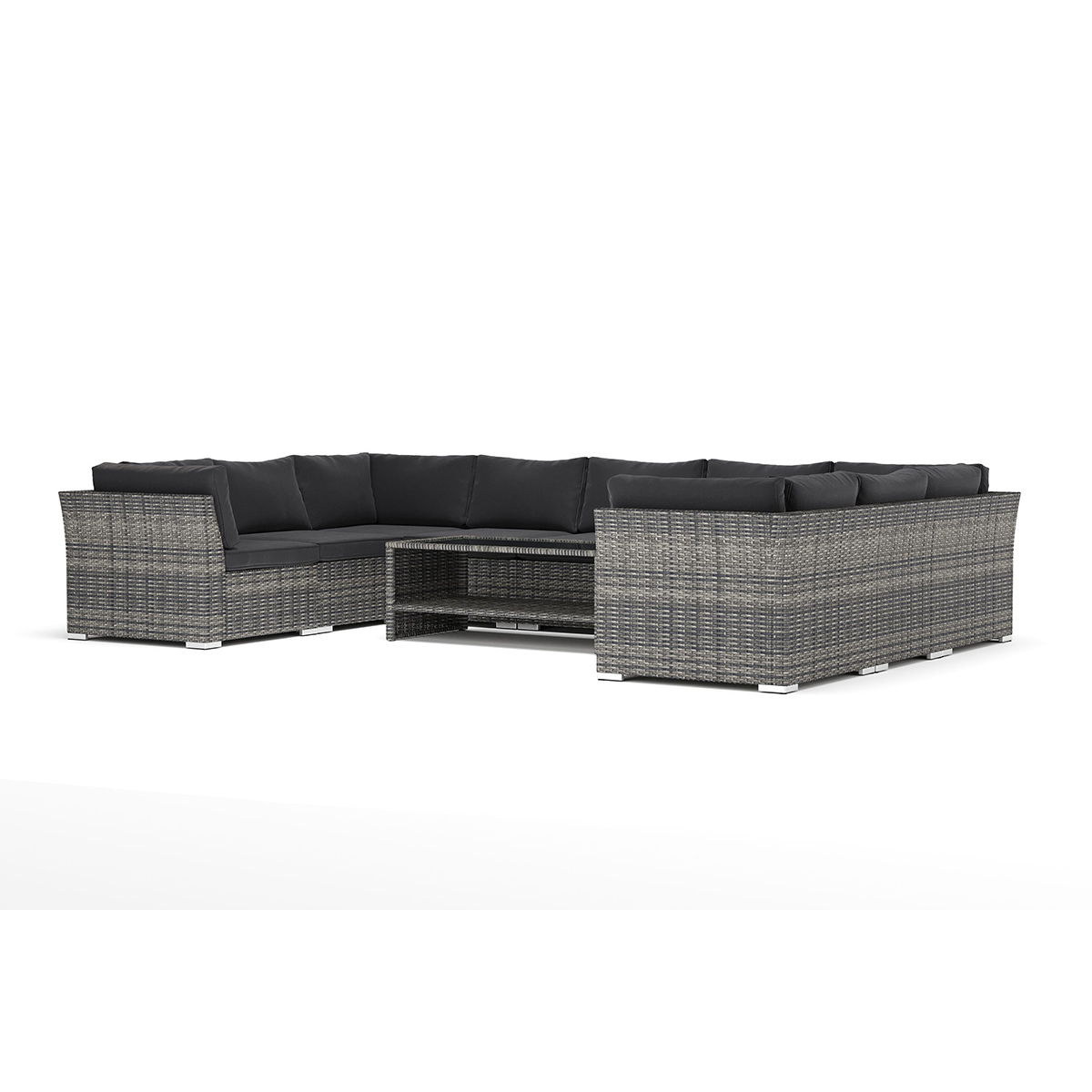 Loungesoffa Comfort Garden Wisconsin utomhus U-soffa 9-sits med stängt avslut