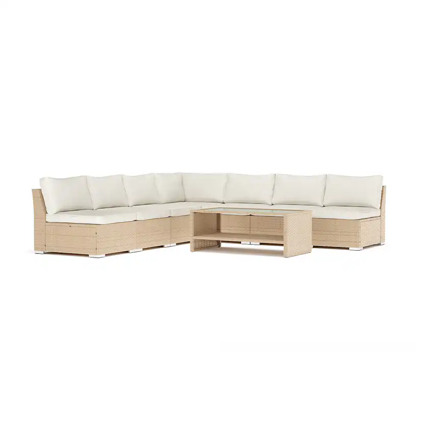 Loungesoffa Comfort Garden Wisconsin utomhus hörnsoffa 7-sits vändbar med öppet avslut