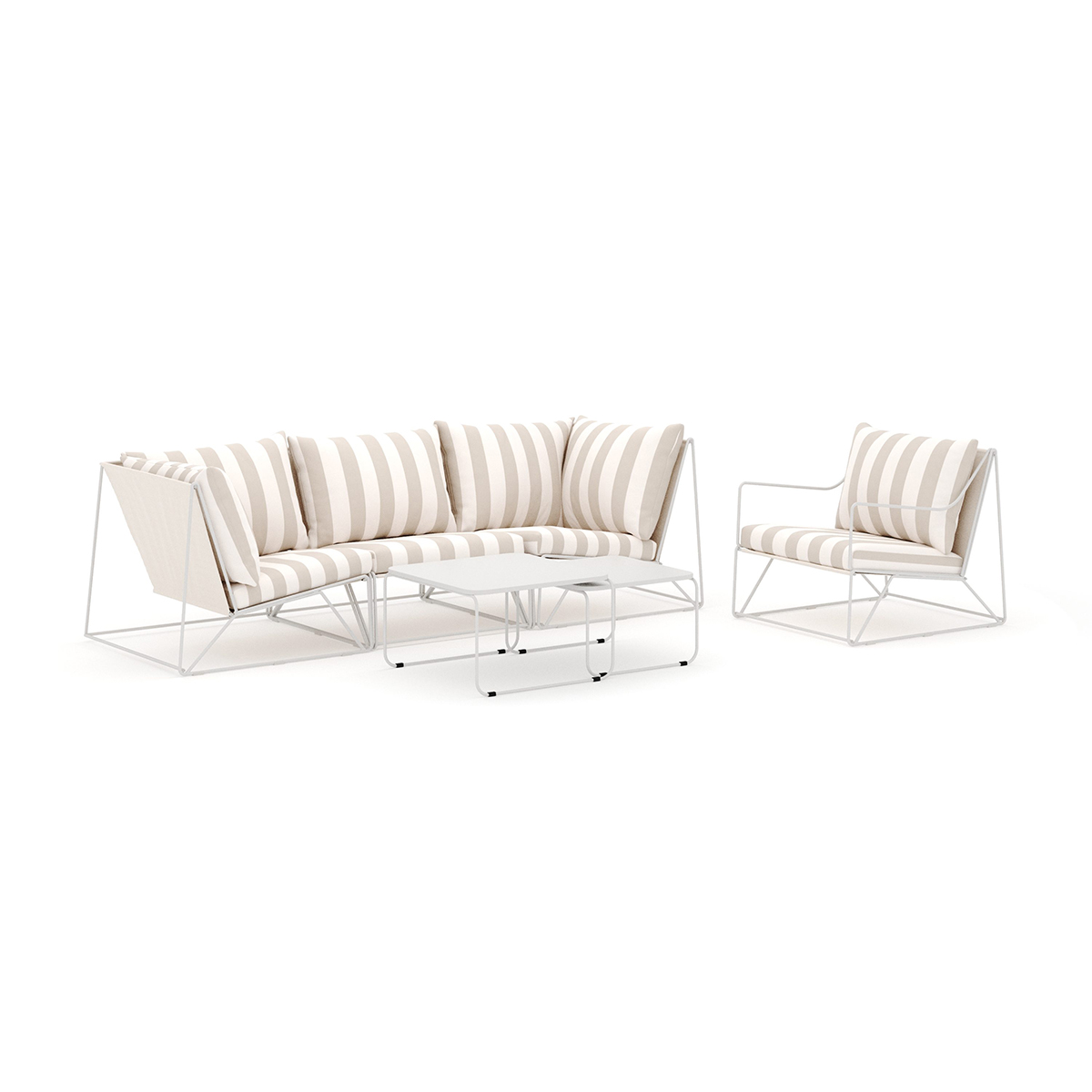 Loungesoffa Comfort Garden Usteryd utomhus rak 4-sits soffa med fåtölj