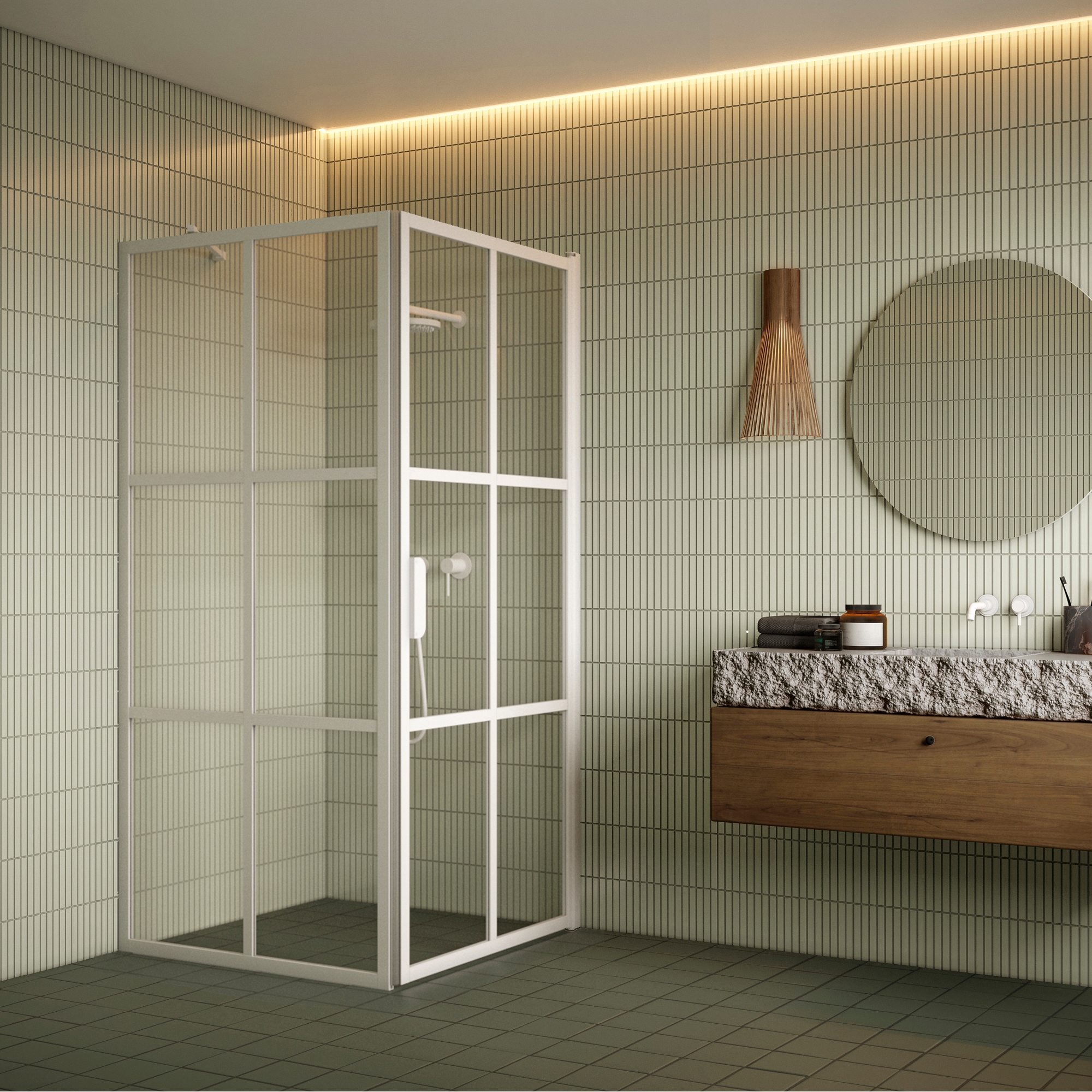 Duschhörn Hietakari Bläk 765 Paris Fast Vägg och Vändbar Dörr