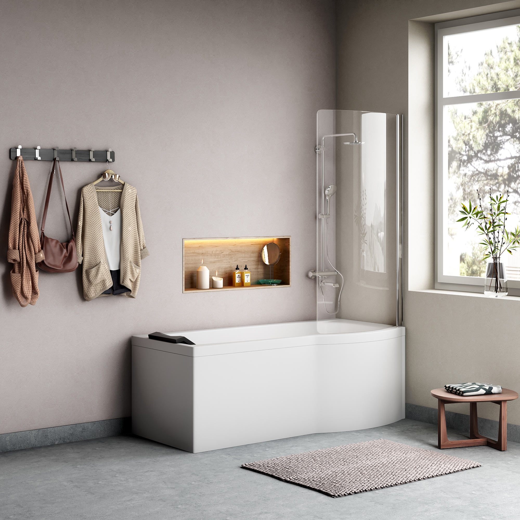 Duschbadkar Comfornette Bali Med Duschvägg