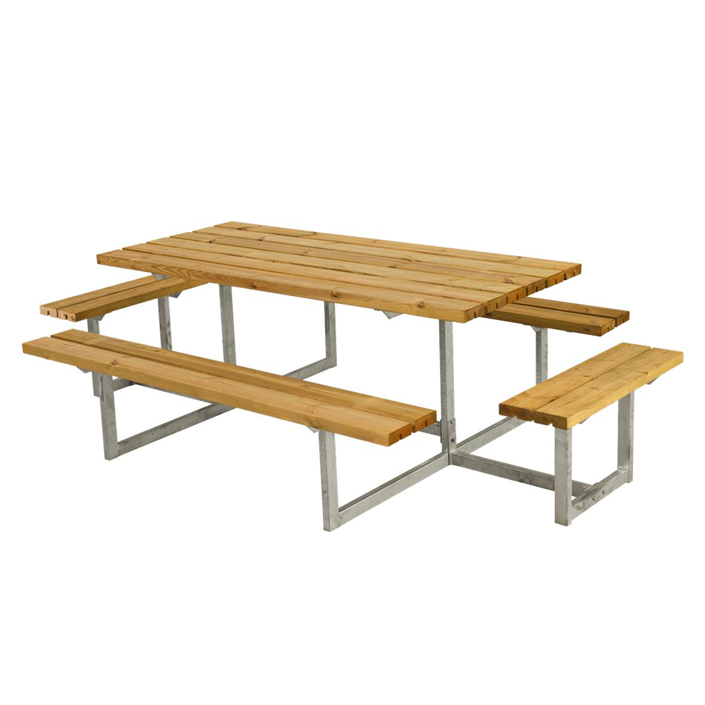 Picknickbord PLUS Basic med Extra Sittplatser Oljebehandlad Lärk BxLxH: 1600x2600x720 mm, 2 Extra Sittplatser