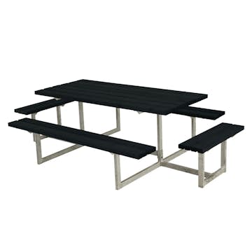 Picknickbord PLUS Basic med Extra Sittplatser Svart