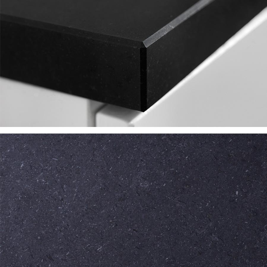 Bänkskiva Miller Badrum Sten 40 Svart Diabas, Blandarhål till Höger