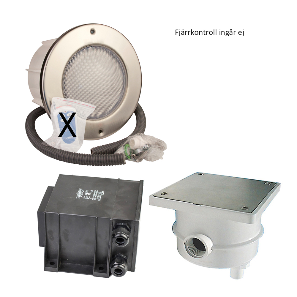 Belysningspaket LED Planet Pool till Thermoblock Pool och Glasfiberpool Enbart vitt ljus, Rostfri ram