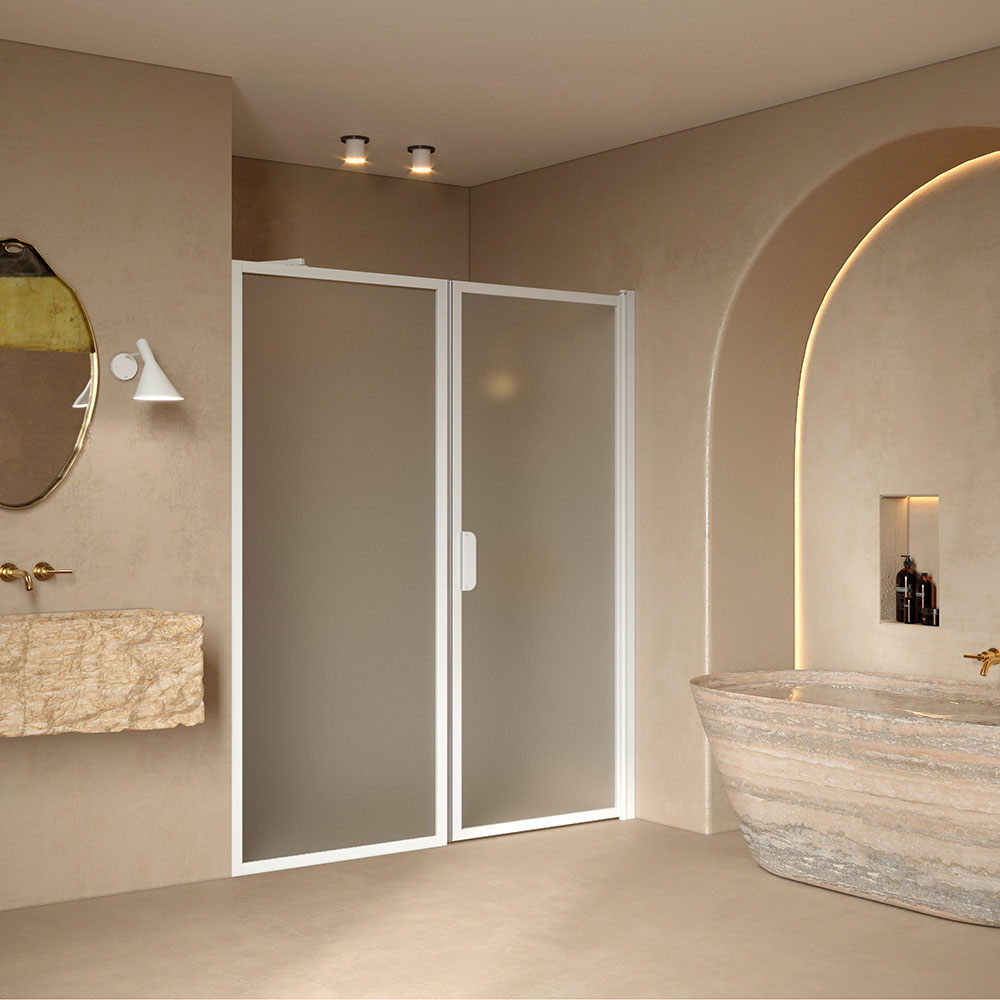 Duschdörr Hietakari Bläk 740 New York Nisch Fast Vägg och Vändbar Dörr