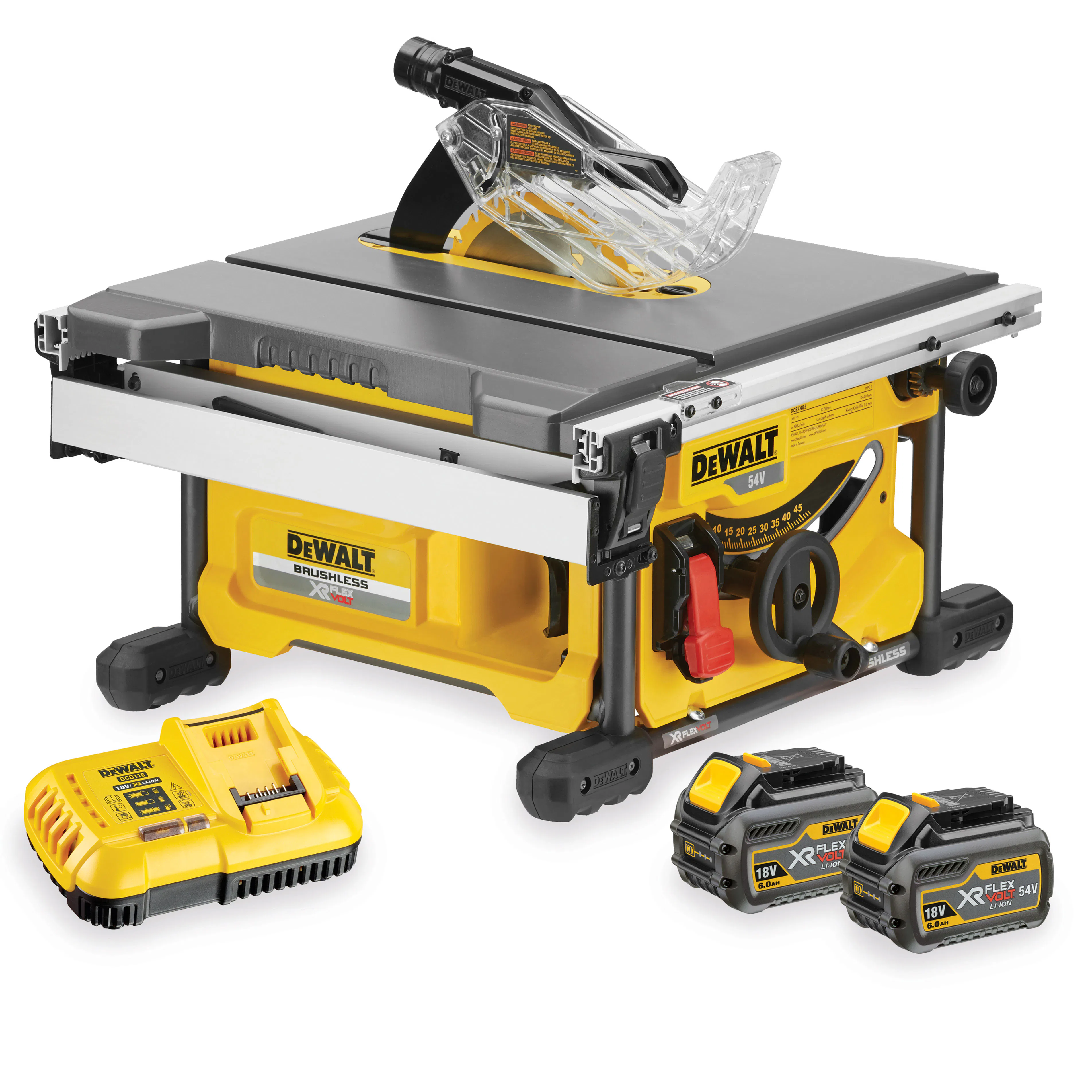Bordssåg Dewalt DCS7485T2-QW Med batteri och laddare 54 V